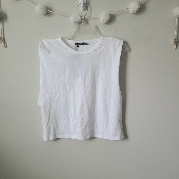 Nasty Gal White Muscle Tank Top Size 4 - Picture 1 of 6